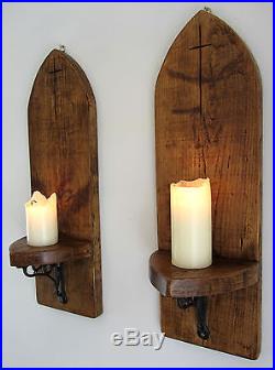 Wall Candle Holders Plank, Wooden Wall Sconce Candle Holder