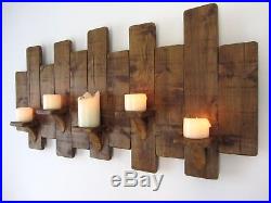 100cm Reclaimed Pallet Wood Led Candelabra Rustic Candle Holder Wall Art