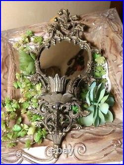 15 Vintage Pair, ORNATE BRASS MIRRORED WALL MOUNT SCONCES, Charming, RARE