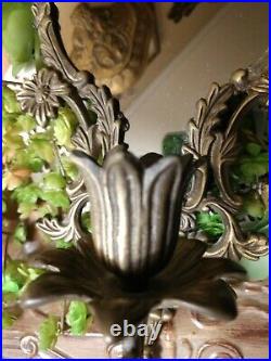 15 Vintage Pair, ORNATE BRASS MIRRORED WALL MOUNT SCONCES, Charming, RARE