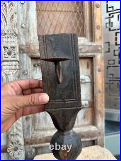 1700's Antique Wooden Wall Hanger Oil Lamp Stand Candle Holder With Hanger Hook