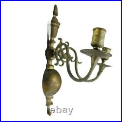 1800s Bronze Wall Mounted Candelabra Tapered Candle Holder Sconce Rococo Antique