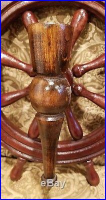 18 Vintage Nautical Wood Pirate Ship Steering Wheel Candle Holder Wall Decor