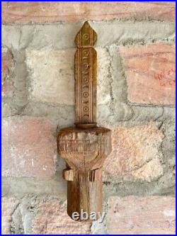 1940's OLD VINTAGE HAND CARVED FLORAL WALL HANGING WOODEN CANDLE, STAND / HOLDER