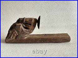 1940's VINTAGE HAND CARVED HORSE HEADED WALL HANGING WOODEN CANDLE HOLDER. HCH. 1