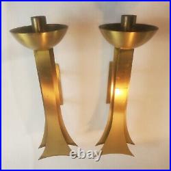 1950's Mid Century Brass Church Candle Wall Sconces Lacquered RELIGIOUS SALVAGE