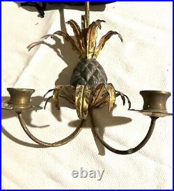 1960's Metal and Lead Pineapple Wall Sconces