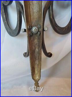 1 2 arm wall sconce candle holders FRENCH style VTG Brass HUGE 18 Bronze