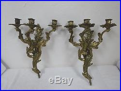 20% OFF Pair of vintage twisted vine bronze wall sconce candle holders