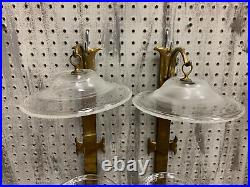 24 Pair of Huge Chapman Brass Glass Hurricane Candelabra Wall Sconces