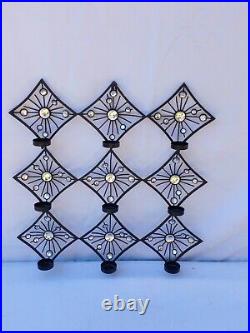 24 x 22 Beautiful 9 Pairs Candles Holders with Crystal Reflection Wall Decor