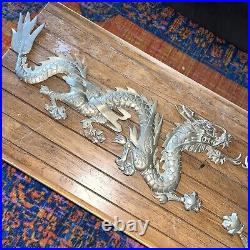 29 Large Brass Pair of Wall Art Hanging Metal Hollywood Reg Dragons SP Tagged