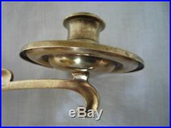 2 Antique Brass Arts & Crafts Original Candle Sconces Wall Piano Candle Holders