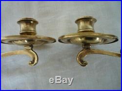 2 Antique Brass Arts & Crafts Original Candle Sconces Wall Piano Candle Holders