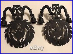 2- Antique Cast Iron Candle Holders American Eagle Wall Sconces Colonial Antique