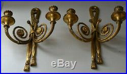 2 Antique French Wall Candle Holders, sconces bronze, 19th century, Napoleon