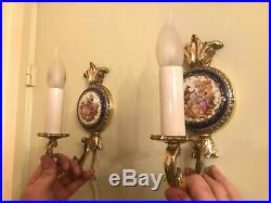 2 Antique Wall Hanging Lamps 1 Vintage Red Table Lamp 1 Vintage Candle Holder