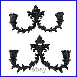 2 Antique Wilton Rustic Candle Holders Black Cast Iron Rustic Wall Sconce 2 Arm