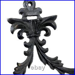 2 Antique Wilton Rustic Candle Holders Black Cast Iron Rustic Wall Sconce 2 Arm