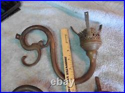 2 Antique large candle copper Sconces wall heavy and solid