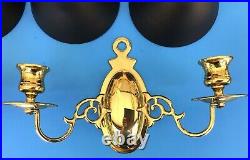 2 BALDWIN POLISHED BRASS WALL SCONCES Double Arm Traditional Design WithLamp Shade