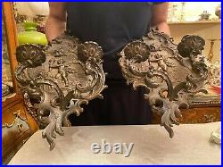 2 Beautiful Massive Antique Bronze Wall Candle holders