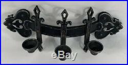 2 Black Silver Metal Hanging Candle Holders Wall Sconces Medieval Goth WithChains