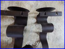 2 Brown Metal Wall Pillar Candle Sconces Modern Contemporary Mid Century Style
