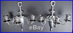 2 Candle Holder Wall Sconce Silver Plate Metal