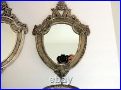 2 Candle Wall Sconces Metal Mirror Shields Medieval