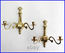 2 Decorative Crafts Inc Lacquered Brass Metal 2 Arm Wall Sconce Candle Holders