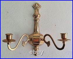 2 Decorative Crafts Inc Lacquered Brass Metal 2 Arm Wall Sconce Candle Holders