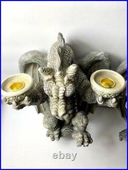 2 Design Toscano Mythical Dragon Gargoyle Wall Sculpture Candle Holder Sconce #2