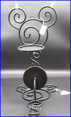 2 Disney Mickey Mouse Black Wrought Iron Wall Sconces Candle Holders Decor Rare