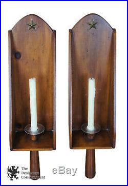 2 Early American Pine Dust Pan Wall Hanging Sconce Candle Holders Primitive 25