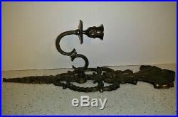2 Elegant French Vintage Bronze or Brass Metal Candle Holders Wall Sconces 17