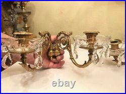 2 French Antique Bronze Wall Candle Holders