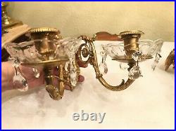 2 French Antique Bronze Wall Candle Holders