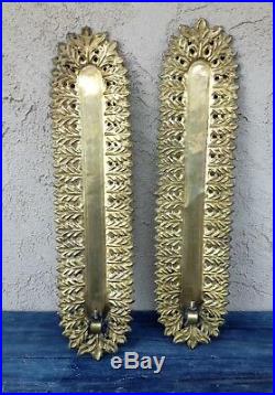 2 Large Edigio Casagrande, Italy Solid Brass Wall Sconces Candle Holders, 1940's