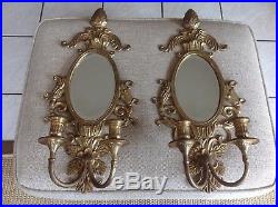 2 Large Vintage Very Heavy Brass Wall Candle Holder Sconce Fixtures 21.5 Mint C