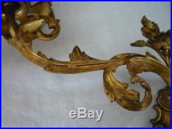 2 Original Antique Gilt Brass Candlestick Candle Holders Wall Sconce Piano
