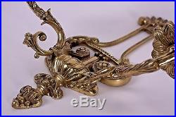 2 Ornate Antique French Bronze Brass Wall Sconce Candle Holders Home Decor