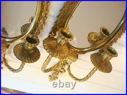 2 PC Vintage JAPAN Pair Decorative BRASS 21 Candle Holder Wall Sconces Mirror