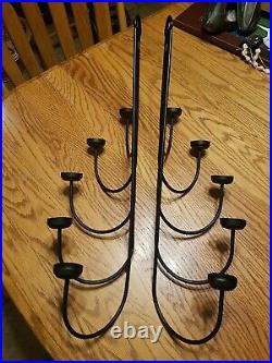 2- Partylite Wall Hanging Sconces 5 Tiered Wrought Iron Candelabra Ornate BN