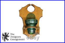 2 Primitive Candle Holders Wall Sconce With Hemingray Insulator Glass Re-Purposed