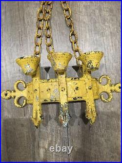 2 Sexton Brutalist Medieval Gothic Metal Chain 1967 Candle Holders Wall Sconces