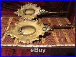2 Solid Brass Wall Sconce Candlestick Candle Holder with Ornate Design 19x6 3/8