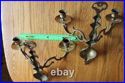 2 Solid brass Candle Sconce double arm Vintage wall mount candle holders Antique