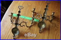 2 Solid brass candle Sconce double arm Vintage wall mount candle holders Antique