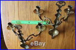 2 Solid brass candle Sconce double arm Vintage wall mount candle holders Antique